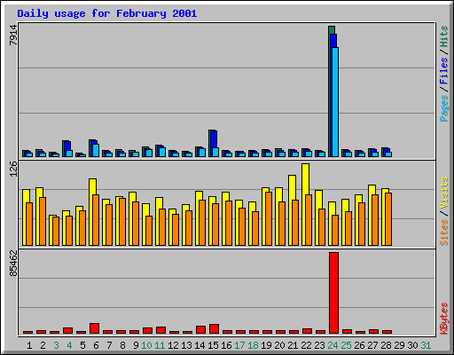 Daily usage for February 2001