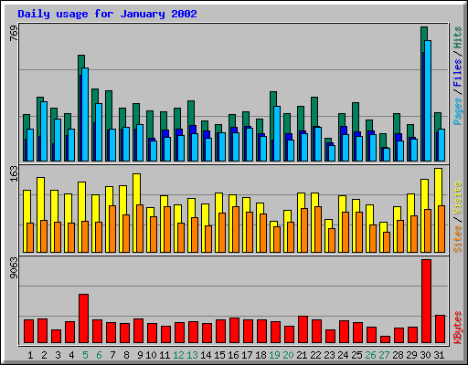 Daily usage for January 2002