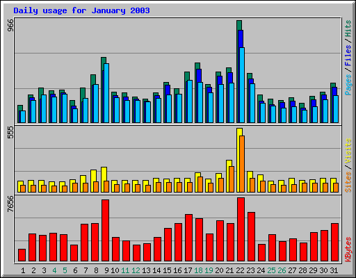 Daily usage for January 2003