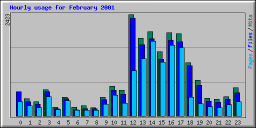 Hourly usage for February 2001