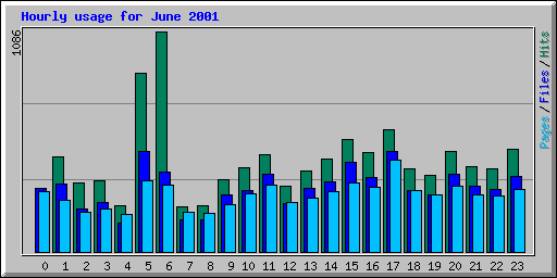 Hourly usage for June 2001