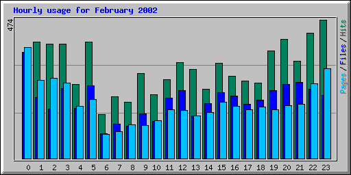 Hourly usage for February 2002